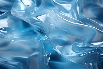 Transparente Plastikfolie auf dunklem und blauem Hintergrund