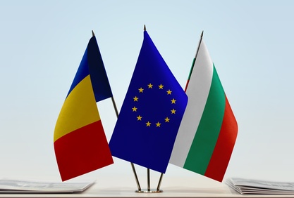 Flags of Romania European Union and Bulgaria