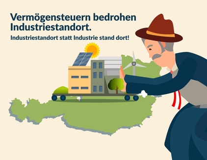 Illustration, wo Industrieunternehmen aus Österreich hinausgeschoben werden.